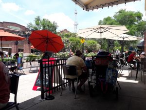 People Enjoying Outdoor Dining in Downtown Winter Garden