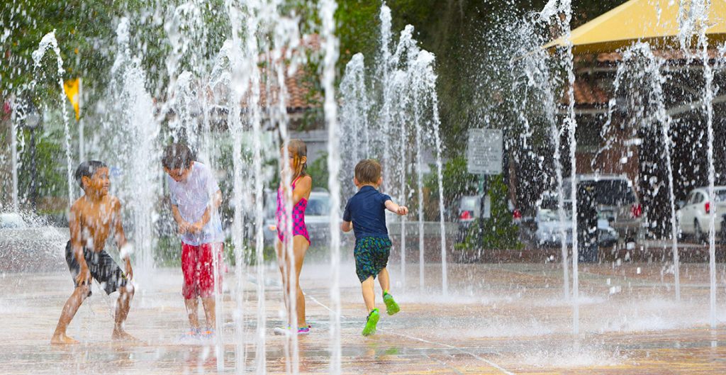 Children Playing in the Downtown Interactive Fountain