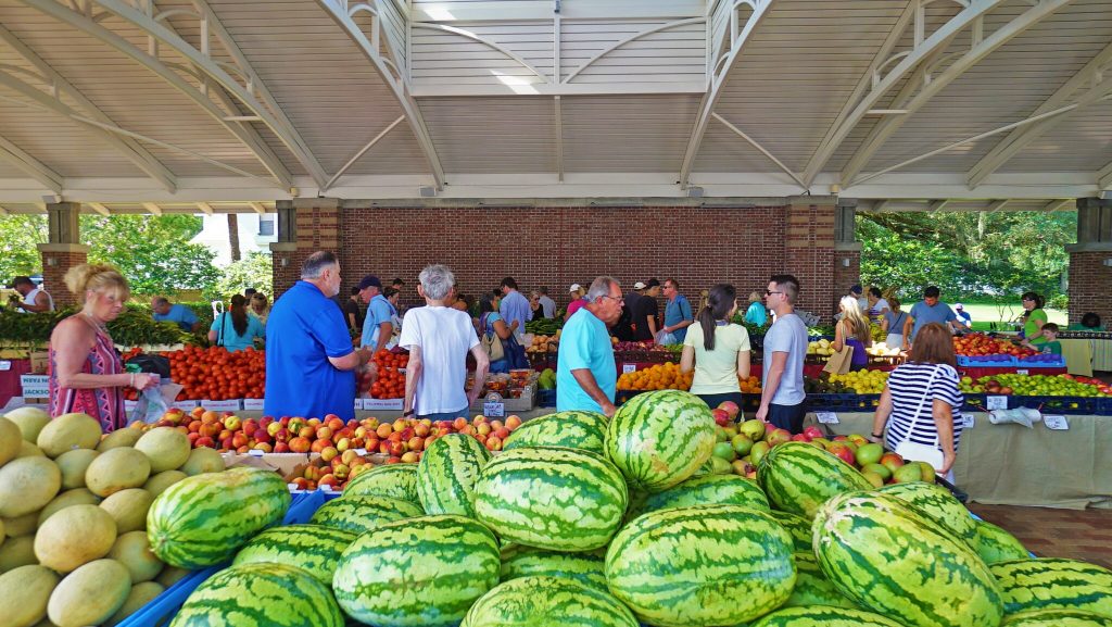 People Enjoying the Farmers Market at the Downtown Pavilion