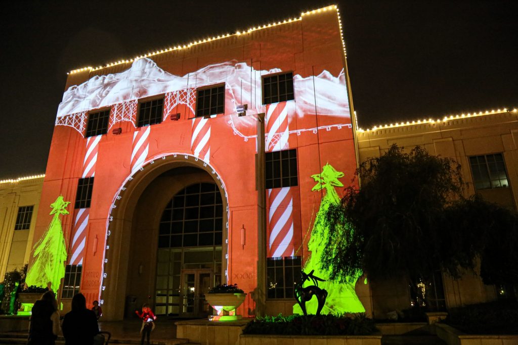 Christmas Image Projected on City Hall Christmas Image Projected on City Hall