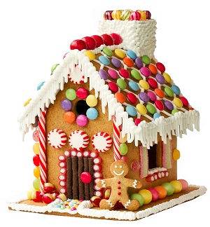 A cute gingerbread house with colorful candy for Create a Gingerbread House