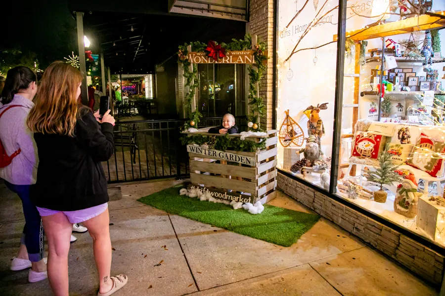 Holiday shoppers outside a downtown boutique